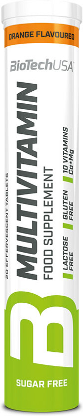 BiotechUSA Multivitamin Effervescent - Multivitamine 1 tube x 20 onglets Goûter Orange