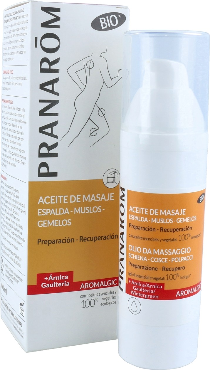 Pranarom Aceite De Masaje Preparación Recuperación Bio - Aromalgic 100 Ml De Aceite