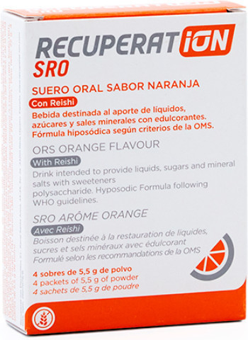 Recuperation SRO Suero Oral Naranja - Solución de Rehidratación 4 Sobres x 5,5 gr Goûter Orange