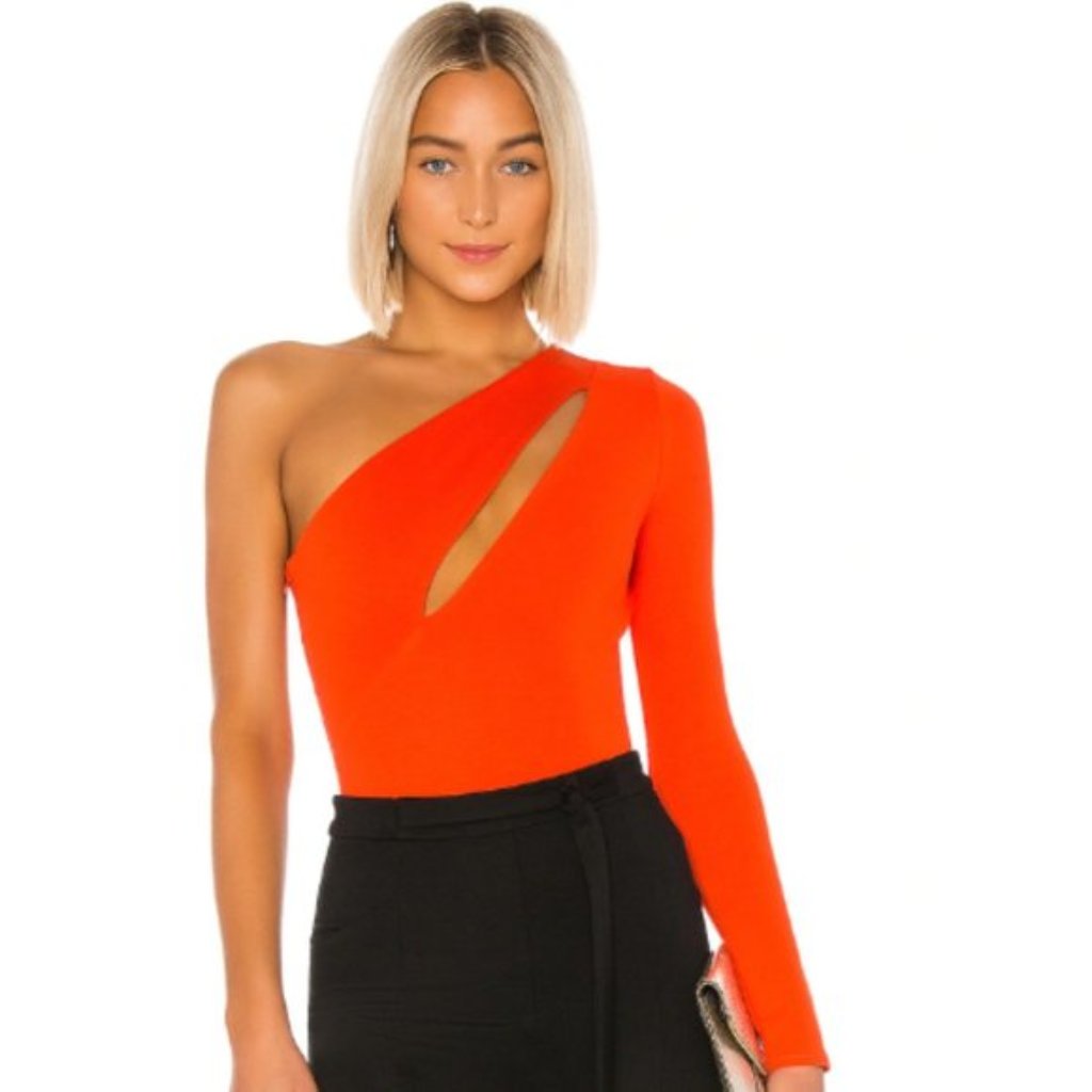 Nbd Aaliyah Bodysuit In Red Orange Nwt Size Small