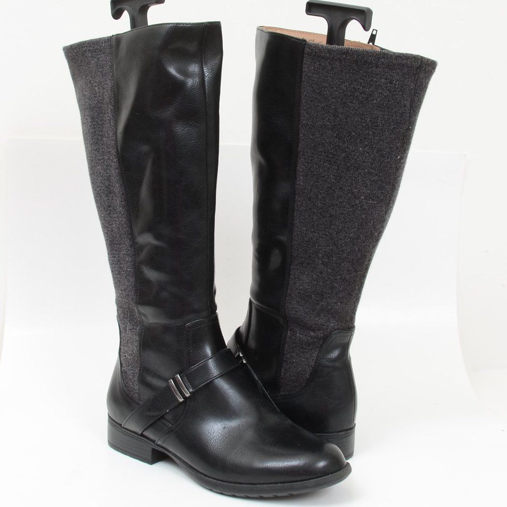 Life Stride Xtra Tall Wide Calf Riding Boot Black Faux Leather Women's 8 W