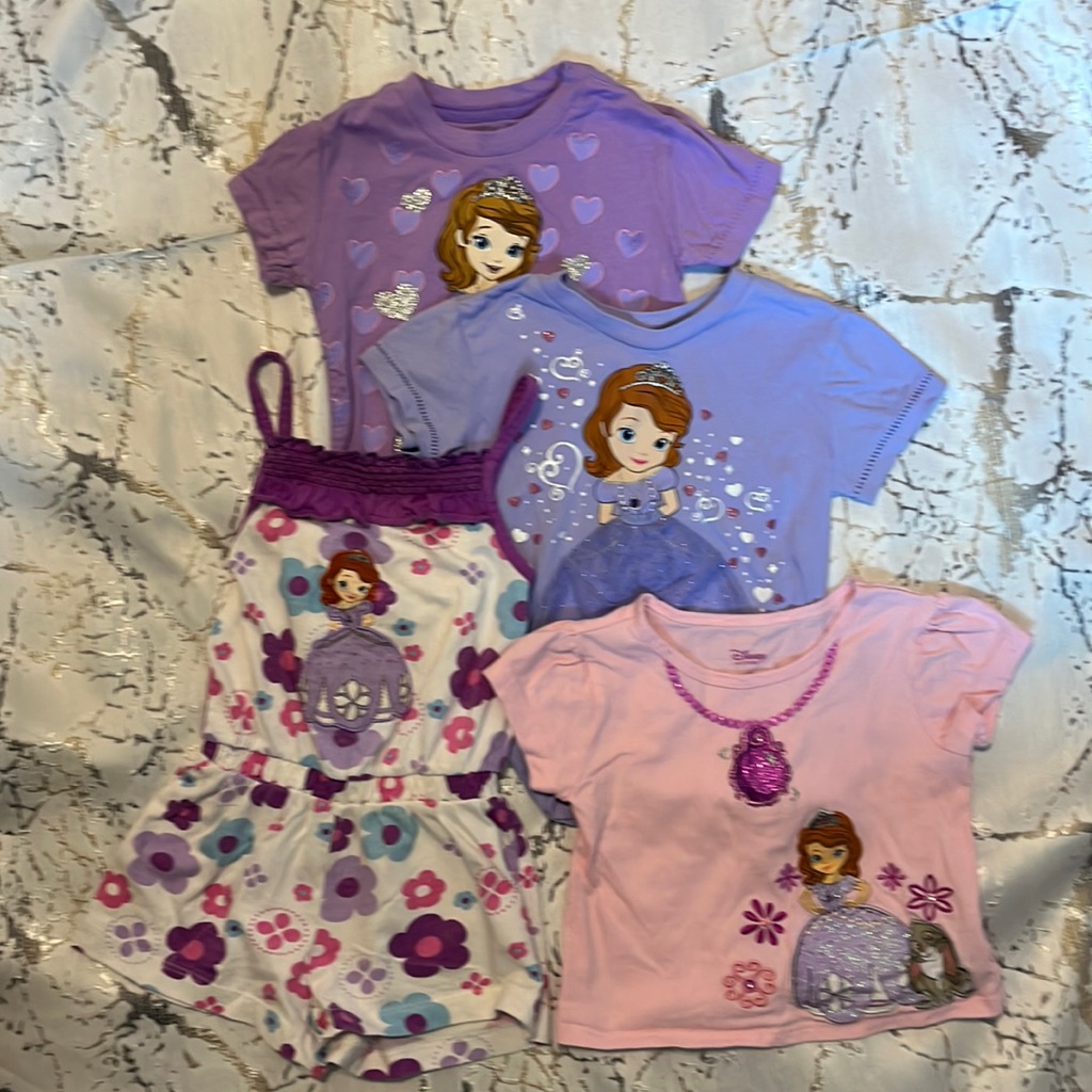 Disney Sofia The 1st Toddler Lot 3 T Shirts And Romper Size 3 Embellishments