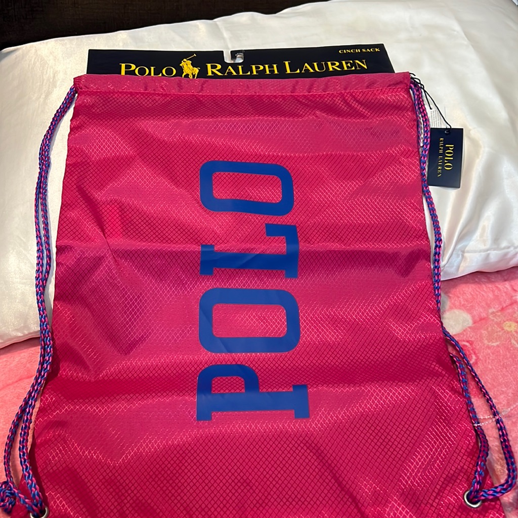 Polo Ralph Lauren Drawstring Bag. Color: Pink/Blue. New!