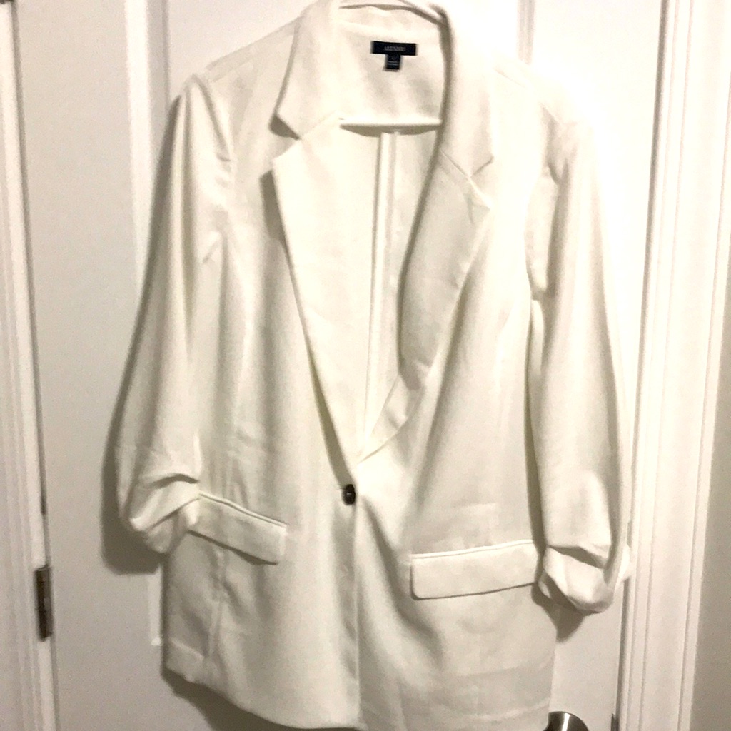 Alfani Size L So Nile Button Blazer With Gather 3/4 Sleeves Front Pockets Nwot