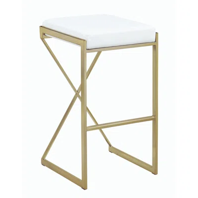 Dilan Bar & Counter Stool Gold Flamingo Seat Height: Bar Stool (29” Seat Height), Upholstery: White