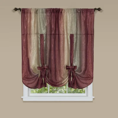Velia Tie Up Abstract Sheer Single Curtain Panel Astoria Grand Color: Burgundy