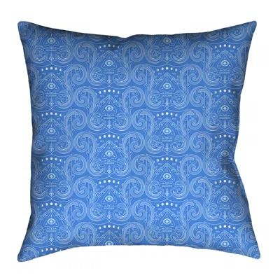 Avicia Throw Pillow Latitude Run® Size: 16" x 16", Color: Blue/White, Cover Material: Faux Linen