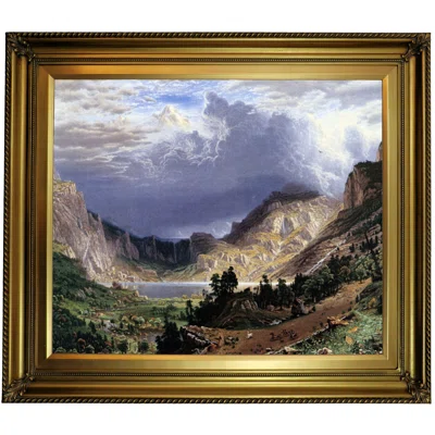 'Storm in Sue Rocky Mountains' Framed Oil Painting Print on Canvas Astoria Grand Size: 26" H x 30" W x 1.5" D, Format: Gold Framed