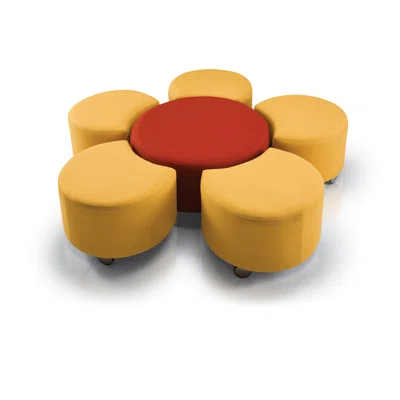 Daisy Cylinder 6 Piece Soft Seating Palmer Hamilton Center Ottoman Upholstery: Vinyl - Black, Stool Upholstery: Vinyl - Sand, Casters: Included