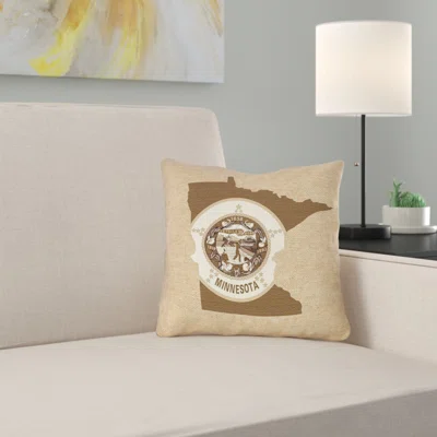 Center Drive Minnesota State Flag Pillow in , Spun Polyester/Throw Pillow East Urban Home Size: 14" x 14", Color: Sepia