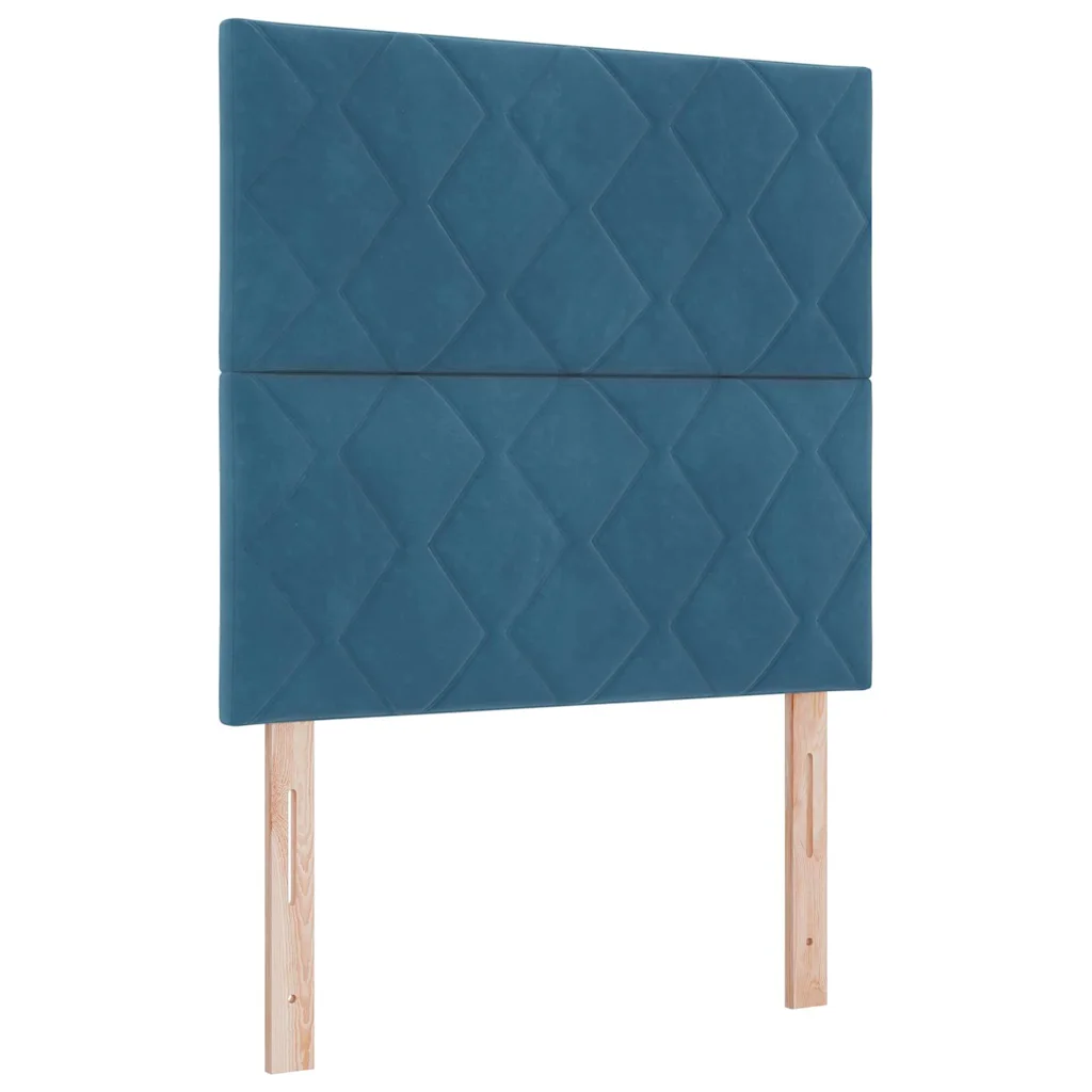 vidaXL LED Box Spring Voodi madratsiga Tumesinine 90 x 190 cm kangas
