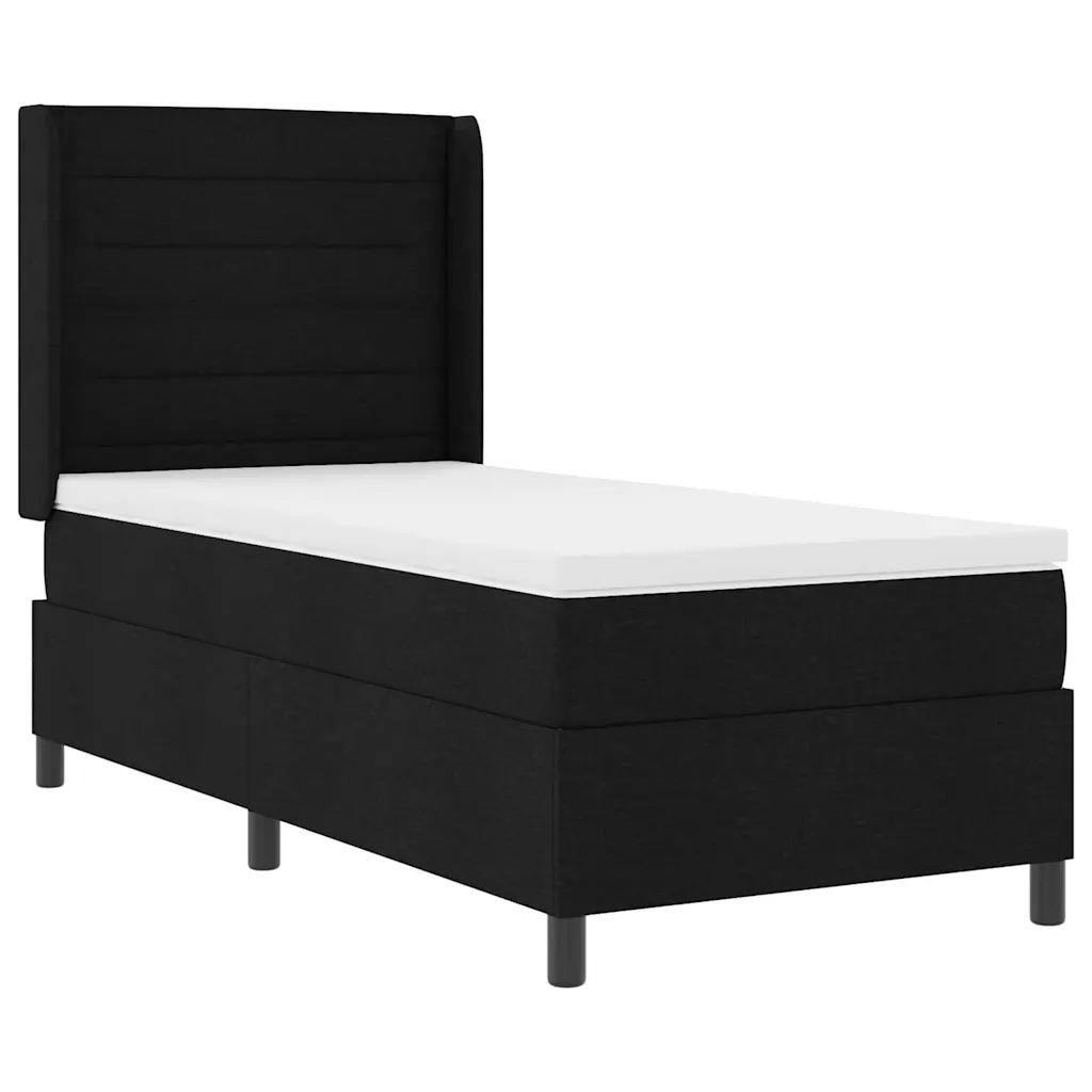 vidaXL LED Box Spring Voodi madratsiga peaga Must 90 x 190 cm kangas