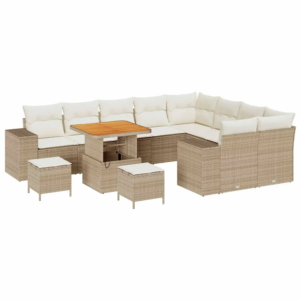 vidaXL Aia Diivanikomplekt padjaga 12 pcs Beež polürotang