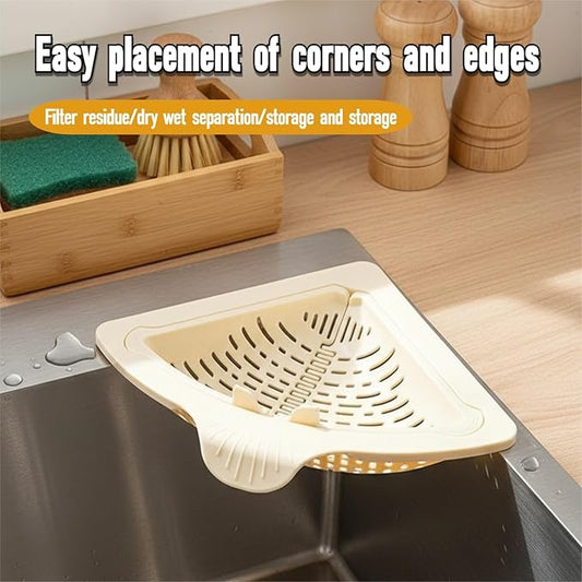 Magnetic Drainage & Filter Basket,Corner Sink Strainers for Kitchen Sink Food Catcher,Punch-Free Triangular Sink Strainer with Twist-Open Bottom.