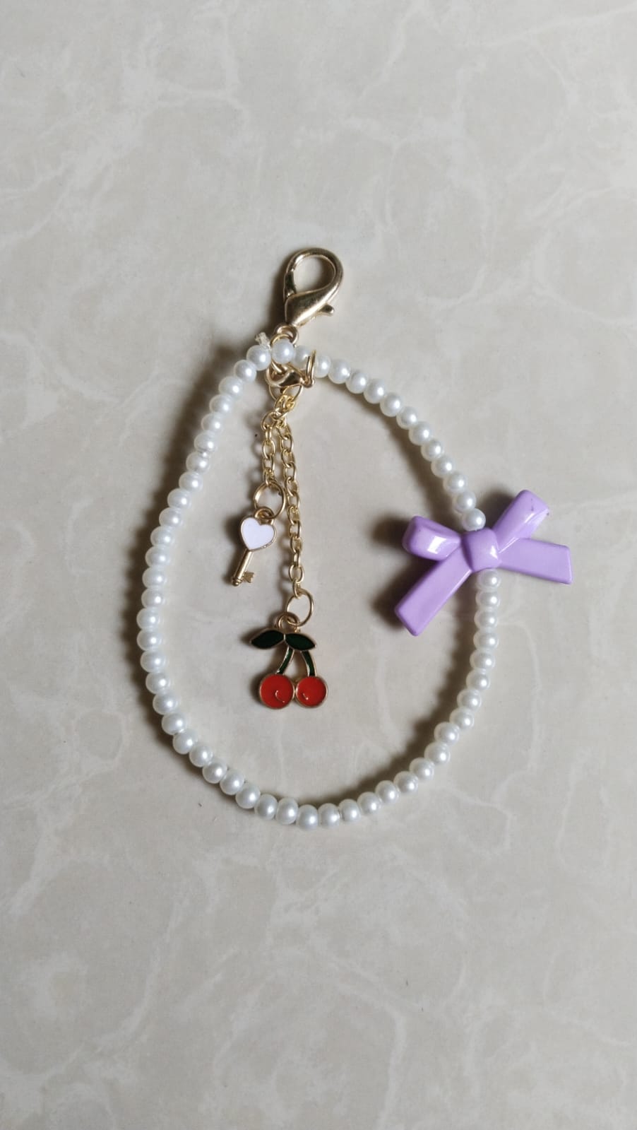 Phone Charm | Phone Strap | Cell Phone Strap With Crystal Beads and Pearls Bow Charm | Detachable Phone Wrist Strap, Hands-Free Keychain Phone Accessories for Women Girls