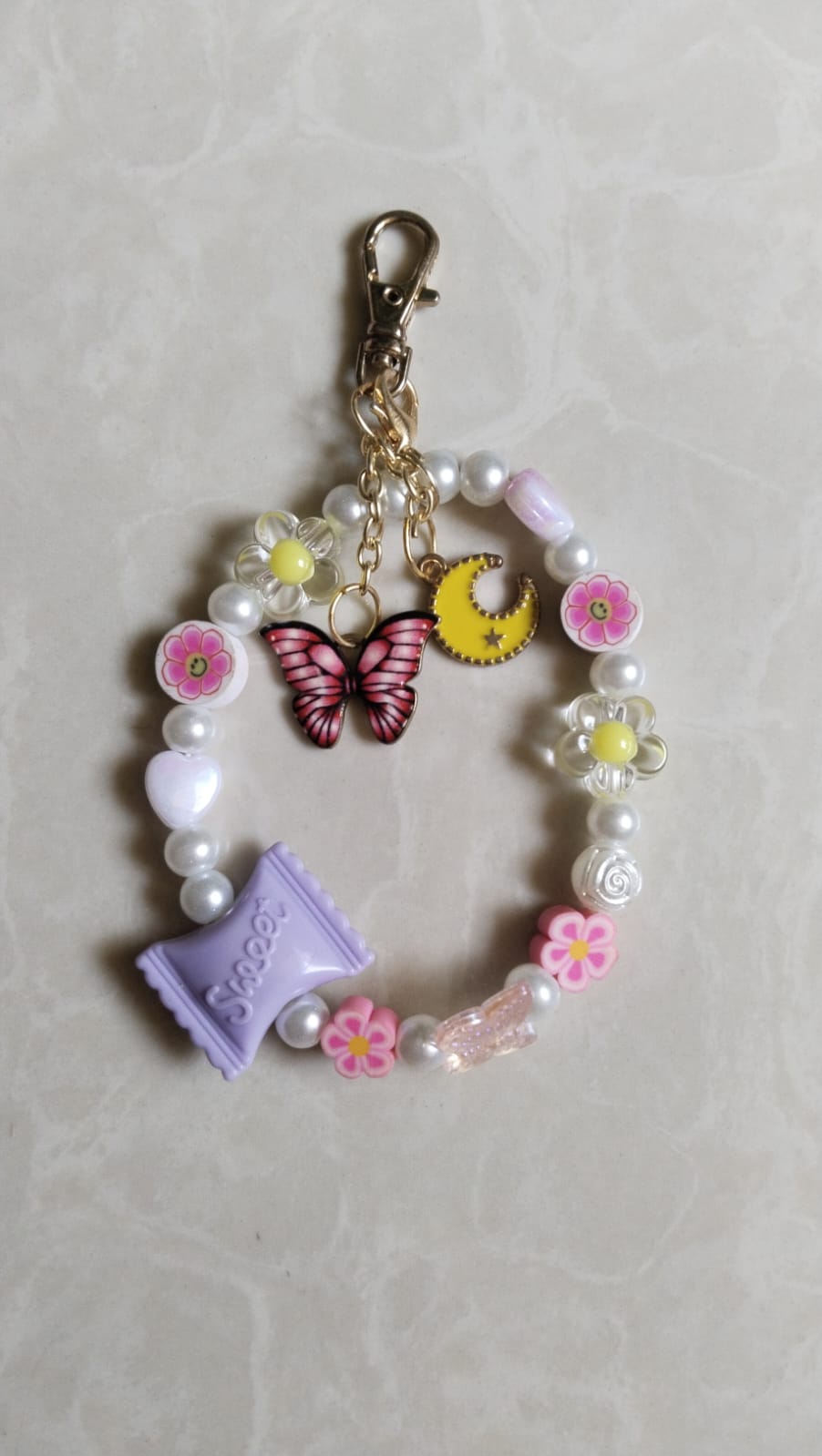 Phone Charm | Phone Strap | Cell Phone Strap With Crystal Beads and Pearls Bow Charm | Detachable Phone Wrist Strap, Hands-Free Keychain Phone Accessories for Women Girls