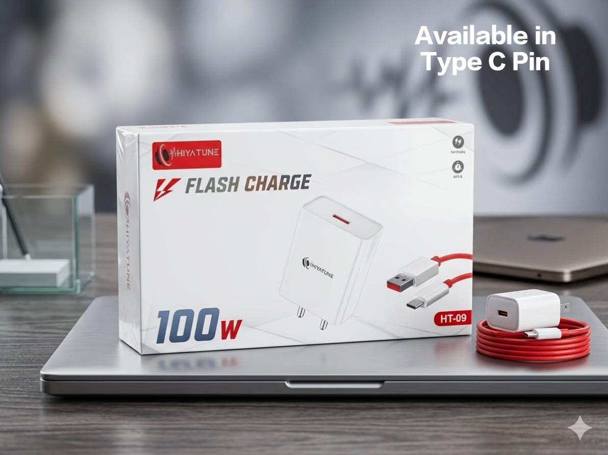 100W Flash Charger - SUPERVOOC Fast Charger with Type-C Cable | Ultra-Fast Charging | Supports VOOC/SUPERVOOC, Warp, Dash, Dart, SuperDart (1 Year Warranty)