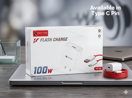 100W Flash Charger - SUPERVOOC Fast Charger with Type-C Cable | Ultra-Fast Charging | Supports VOOC/SUPERVOOC, Warp, Dash, Dart, SuperDart (1 Year Warranty)